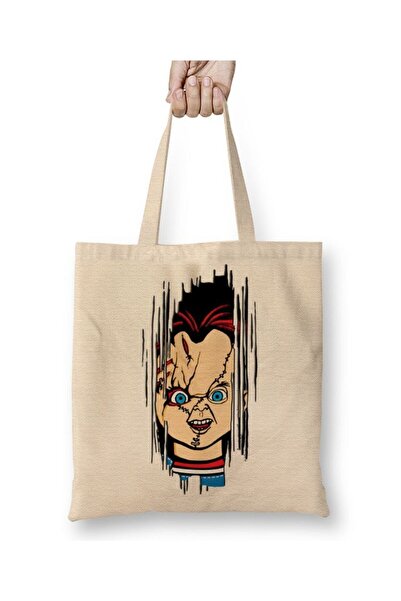 Toyaso Here's Chucky White Tote Bag Long Handle Shopping Bag Beach Bag