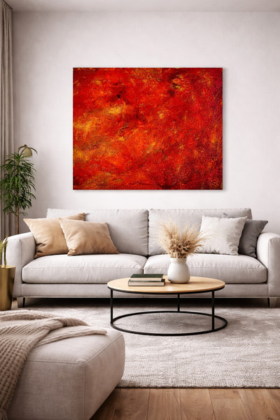 TO DO SPECIAL DESIGN Kırmızı Tonlarda Soyut El Yapımı Kanvas Tablo %100 El Ya...