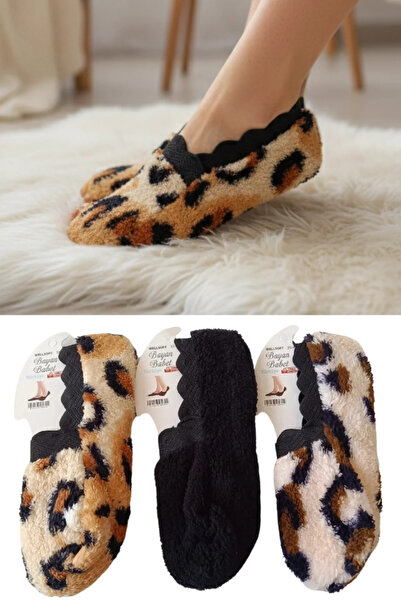 stellare 3 pairs women's ultra thick plush winter ballet booties socks leopar...