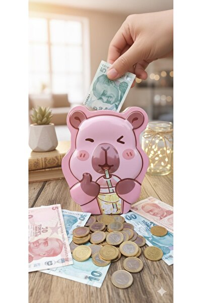 Lexi Bella حصالة نقود معدنية للأطفال مع قفل، تصميم لطيف على شكل كابيبارا، حصا...