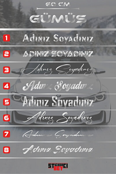 STİCKERCI BEY 60 CM AD SOYAD ARAÇ STİCKER -İSİM SOY İSİM ARABA YAZISI - MOTOR...
