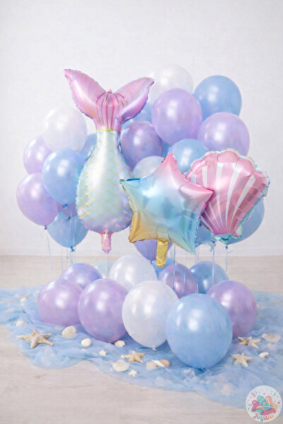 Joyane Denizkızı Konsept Balon Seti 28’li | Folyo Kuyruk Yıldız İstiridye Lav...