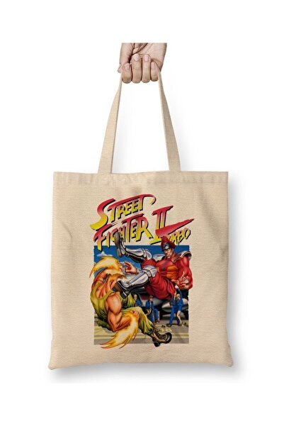 Toyaso Street Fighter Banner Poster White Cloth Bag Long Handle Shopping Bag ...
