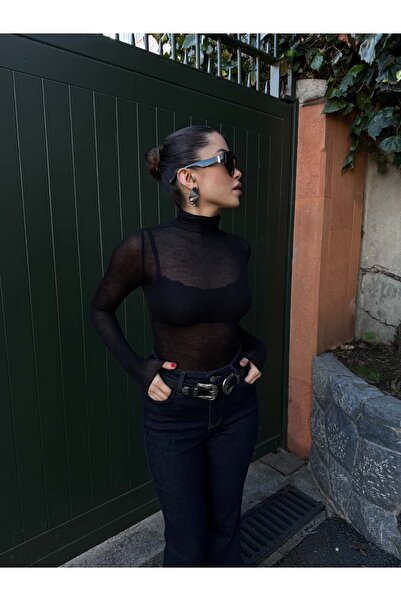 ROUPAS COLLECTİON Boğazlı Transparan Bluz