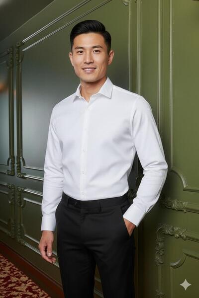 Calen Men's Slim Fit Cotton Satin Easy-Iron Shirt