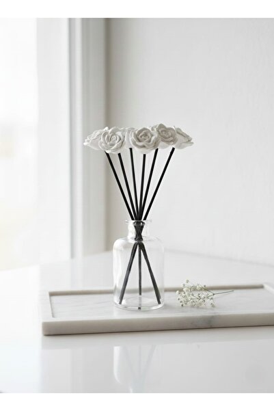 SAFİER Seramik Taş Çiçekli 8'li Bambu Çubuk Seti Siyah