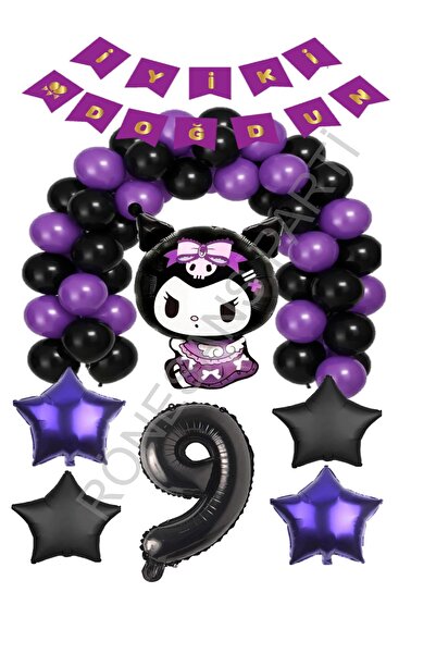 RÖNESANS PARTİ Renaissance Kuromi Happy Birthday Written Number Star Foil and...