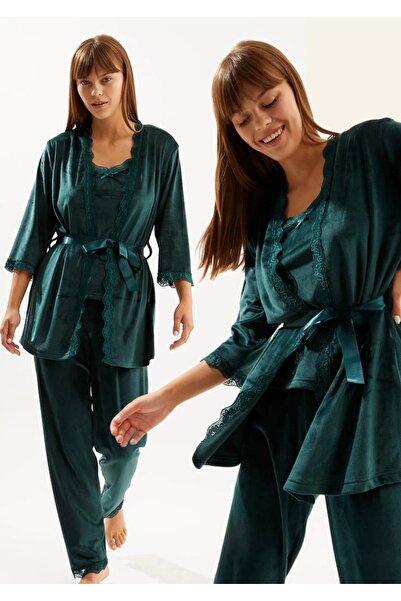 Mila 3’lü Kadife Pijama Takımı