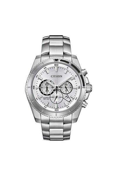 Citizen Erkek Kol Saati – 44 mm, Gümüş Kadran, Gümüş Kordon, 10 ATM
