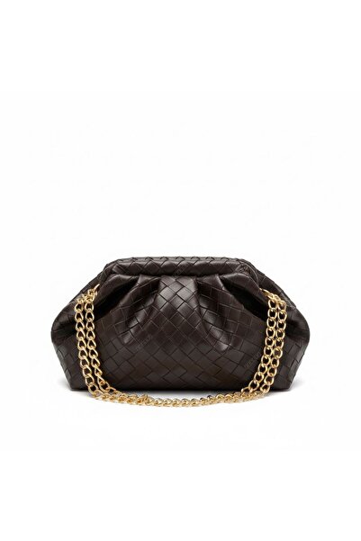 VATKA STUDİO VATKA Χειροποίητη Δερμάτινη Πλεκτή Τσάντα Clutch σε Κόκκινο Μπορντό