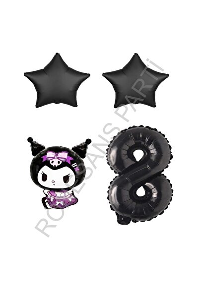 RÖNESANS PARTİ Renaissance Kuromi Number Star Foil Balloon Set Age-8