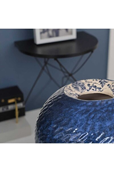 No8 Seramik Stüdyo Deep Blue Patterned Vase