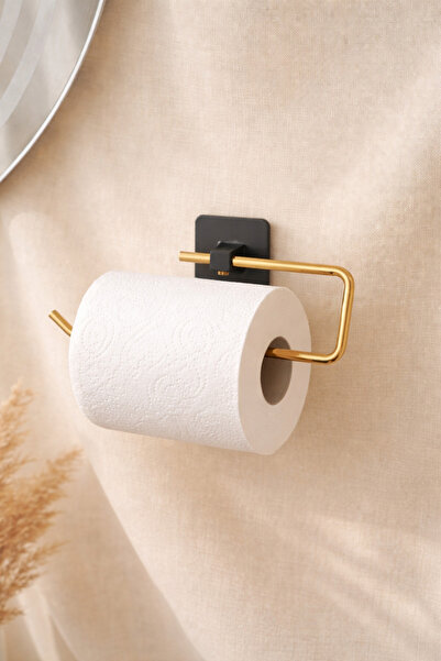 Mirilliahome Altın Renk Yapışkanlı Rulo Havluluk | Delmesiz Kağıt Havlu Askıs...