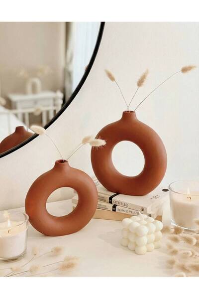 Hestia Home Set mic de 2 inele ceramice Roșu Maro