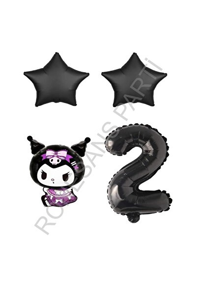 RÖNESANS PARTİ Renaissance Kuromi Number Star Foil Balloon Set Age-2