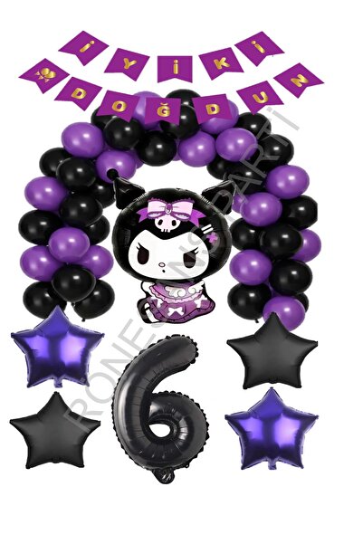 RÖNESANS PARTİ Renaissance Kuromi Happy Birthday Written Number Star Foil and...