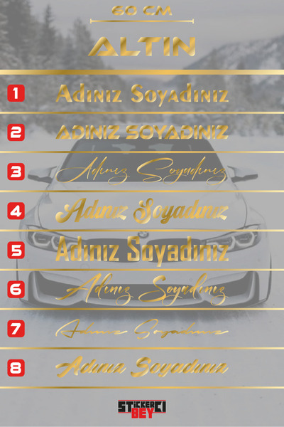 STİCKERCI BEY 60 CM AD SOYAD ARAÇ STİCKER -İSİM SOY İSİM ARABA YAZISI - MOTOR...