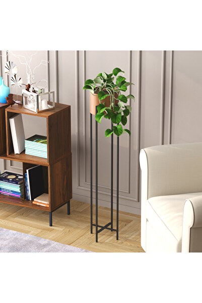 MOİRA Dekoratif,Metal Saksılık 108x23x23 cm Modern Ayaklı Siyah Çiçeklik Muml...