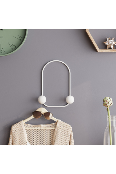 MOİRA Dekoratif Mat Beyaz Metal Duvar Askısı Modern Tasarım Antre Banyo Hol P...