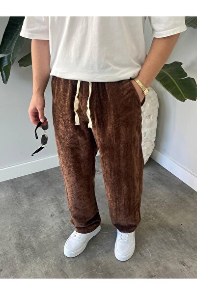 Q45collection Baggy Model Rubberized Velvet Men's Pants