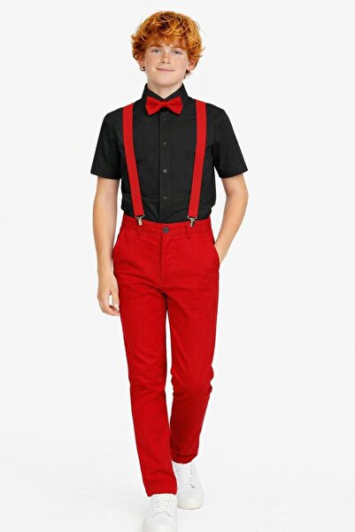 Kuraff Giyim April 23 Boys' Short Sleeve Shirt Pants Bow Tie Suit Costume