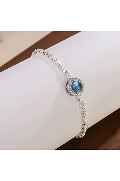 shop MAVİ TAŞLI GÜMÜŞ RENK ÇELİK BİLEKLİK