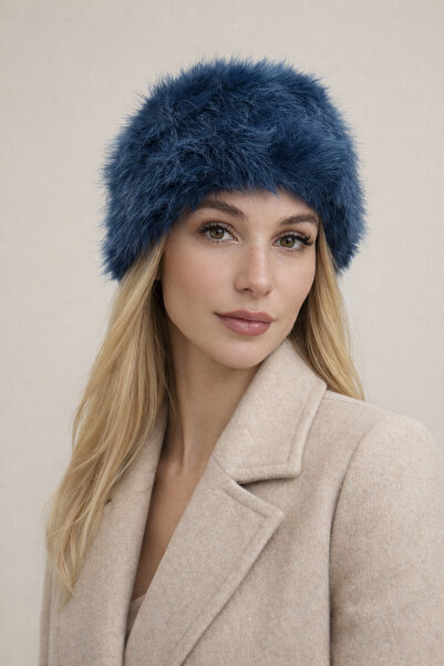 Şirin Giyim Aksesuar Καπέλο Kalpak Μπλε από Τεχνητή Γούνα - Γυναικείο Καπέλο ...