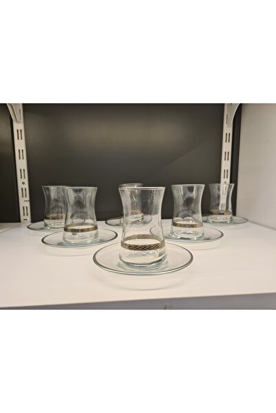 AbkaKristal Paşabahçe Silver/Platinum Gilded Tea Set