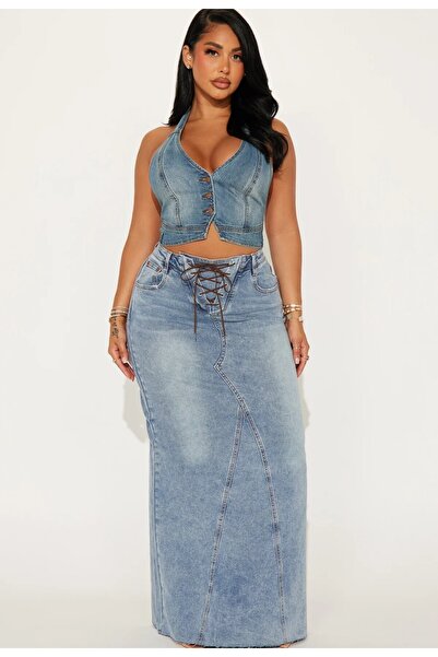 FASHION NOVA Fustă maxi din denim