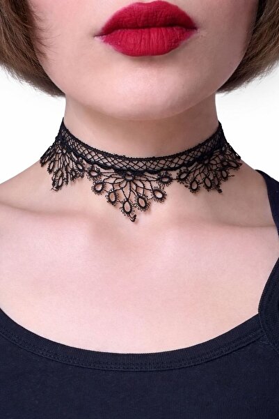 Arescollection Black Lace Gothic Choker Necklace