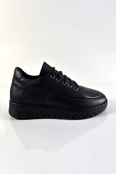 Hakiki Deri Kışlık Hafif ve Rahat Kaymaz Taban Bağcıklı Spor Ayakkabı Sneaker