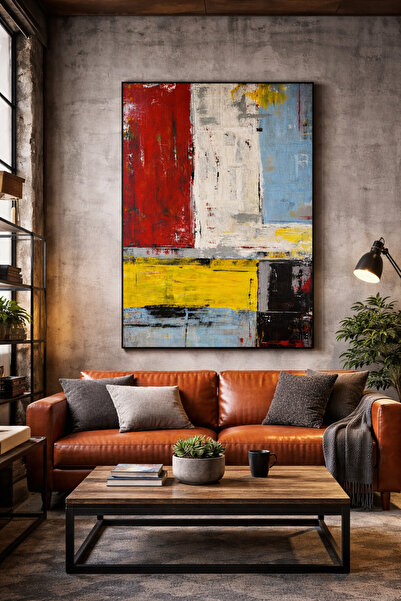 TO DO SPECIAL DESIGN %100 El Yapımı Modern Abstract Renk Blokları Kanvas Tabl...