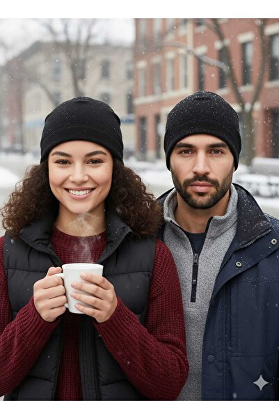 Betülce 2-Piece Unisex Fleece Beanie – Winter, Warm & Soft Textured Couple Co...