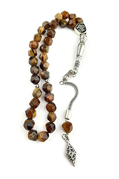 OSESHOP سبحة من الحجر الطبيعي بحجر عين النمر المقطوع على شكل فصوص وشراشيب فول...