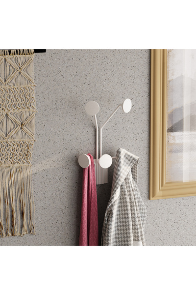 MOİRA Dekoratif Mat Beyaz Metal Duvar Askısı Modern Tasarım Antre Banyo Hol P...