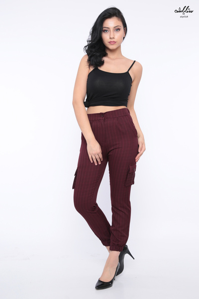 Stylish Burgundy women's pants