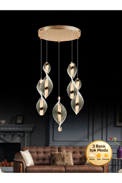 Litra Lighting Nuvola Model 5'li Gold 3 Renk Modu Modern Ledli Salon Mutfak O...