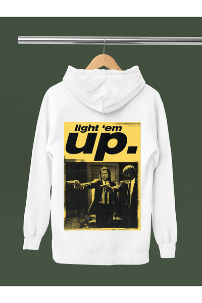 MAGORS SWEATSHIRT CU GLUGĂ CU MÂNER LUNG, BUMBAC IMPRIMAT PULP FICTION, cu că...