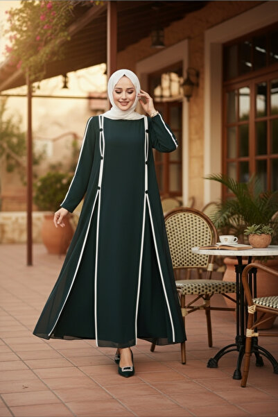 sümeyra Krep ve şifon dügme detay elbise