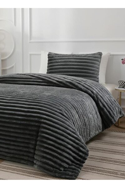 ALTINPAMUK Soft Line Single Bedspread 180X240 Anthracite
