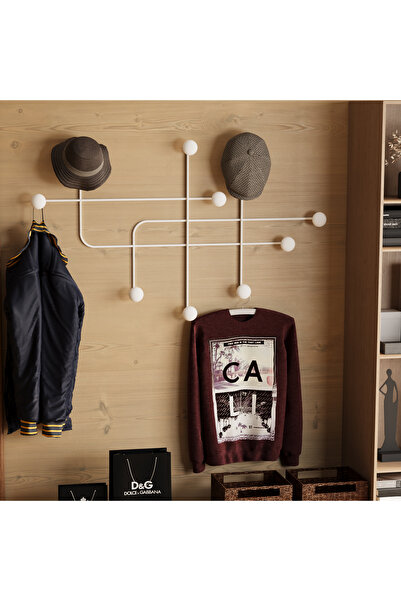 MOİRA Dekoratif Mat Beyaz Metal Duvar Askısı Modern Tasarım Antre Banyo Hol P...