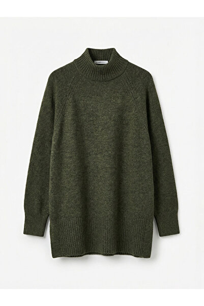 LC Waikiki Khaki Turtleneck Oversized Women's Knitwear Tunic from Guliis Store