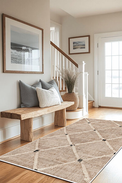 PINKIE HOME Makinede Yıkanabilir Kaymaz Taban Leke Tutmaz Modern Kesme Yolluk...