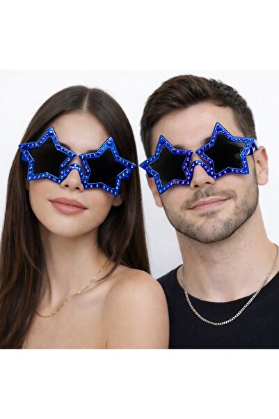 ZERO LAND Ochelari de petrecere retro SPTRNS Blue Color Disco Star (165209) 1...