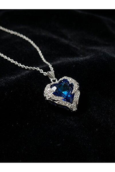 Arı Hediyecilik Özel Tasarım Kalp Model Mavi Taşlı Kolye – Hediye