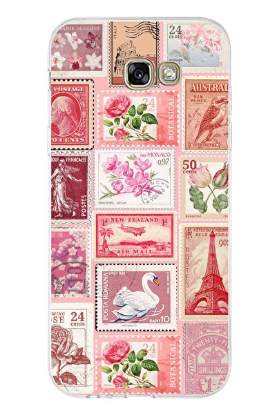 TechTree Samsung Galaxy A7 2017 Compatible Pink Postage Stamps Printed Silico...
