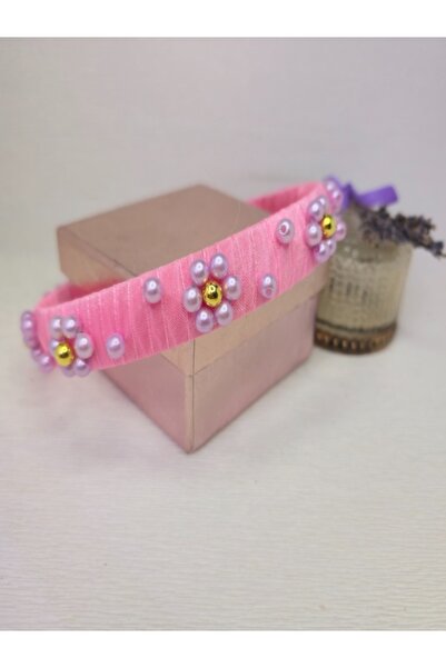 Amma Design Coroană de păr cu perle și flori, lucrată manual