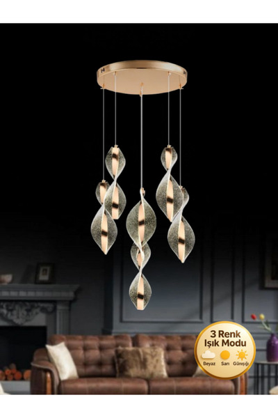 Litra Lighting Nuvola Model 5'li Gold 3 Renk Modu Modern Ledli Salon Mutfak O...