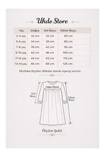 UHDE STORE Girl's Ecru Hijab Muslin Dress, Ceremony Dress, Umrah Dress