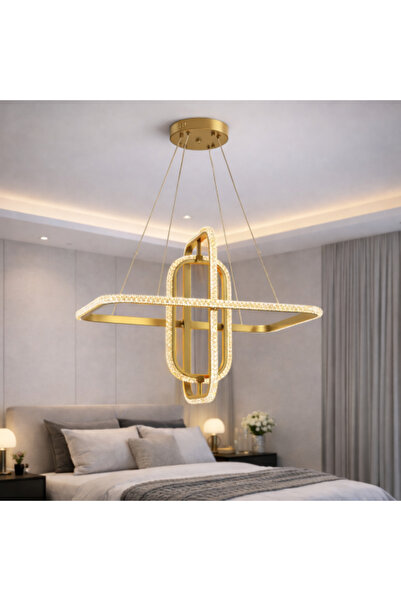 genric Modern LED Chandelier with Remote - Gold Color - Size 600x450 cm
